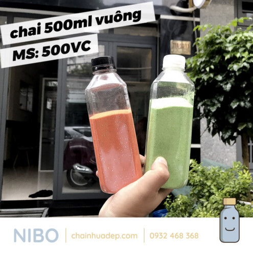 Chai nhựa 500ml vuông cao